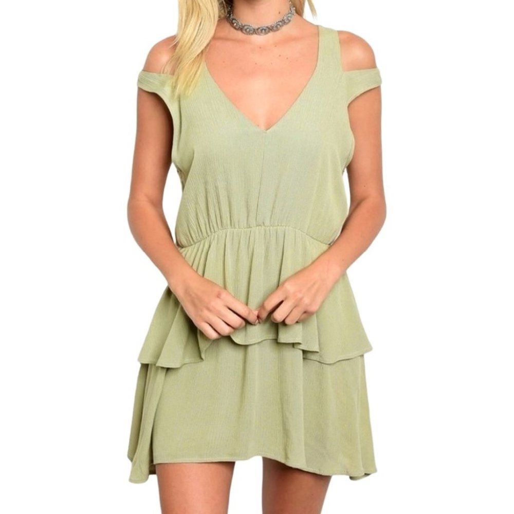 Cold-Shoulder Blouson Dress